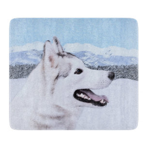 Sibirischer Husky (Silber und Weiß) Malerei Schneidebrett