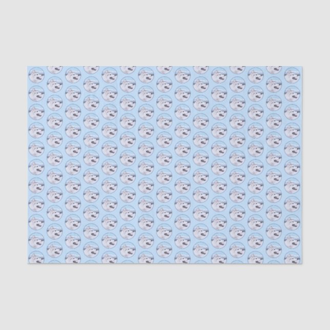 Sibirischer Husky (Silber und Weiß) Malerei Seidenpapier (Vorderseite)