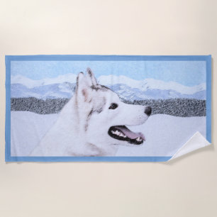 Sibirischer Husky (Silber und Weiß) Malerei Strandtuch