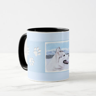 Sibirischer Husky (Silber und Weiß) Malerei Tasse