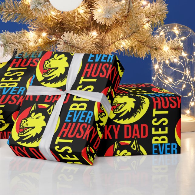 Sibirischer Husky-Vater, Hunde-Vater, Hundefreunde Geschenkpapier (Feiertage)