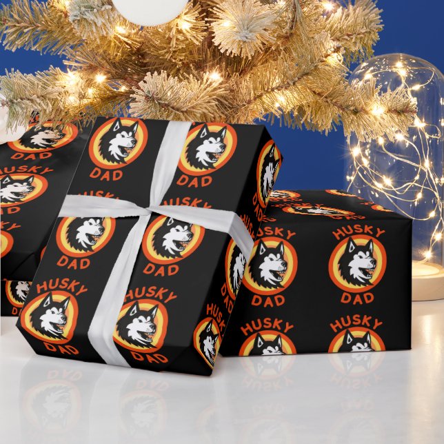 Sibirischer Husky-Vater, Hunde-Vater, Hundefreunde Geschenkpapier (Feiertage)