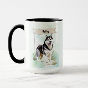 Sibirischer Husky Wasserfarben Personalisierter Hu Tasse