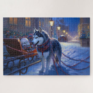 Sibirischer Husky Weihnachtsfestzeit