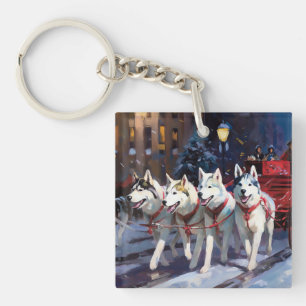 Sibirischer Husky Weihnachtsfestzeit Schlüsselanhänger
