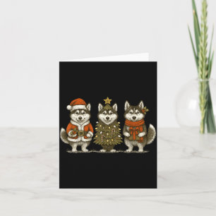 Sibirischer Husky Weihnachtslichter Hunde Liebhabe Karte