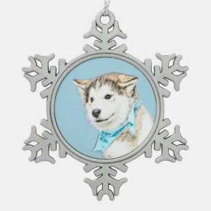 Sibirischer Husky-Welpen-Malerei - Originale Hunde Schneeflocken Zinn-Ornament
