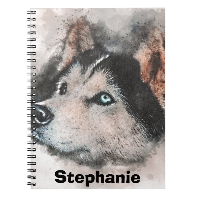 sibirischer Husky zeichnend, Husky-Liebhaber Notizblock (Vorderseite)