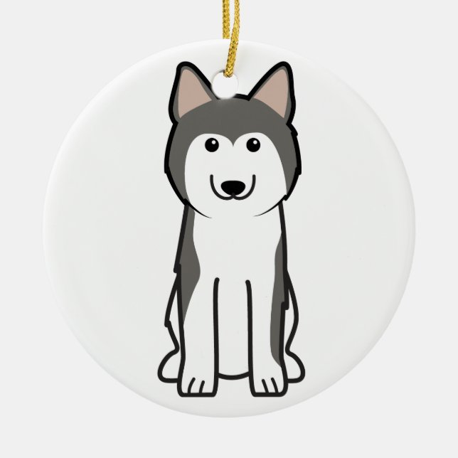 Sibirischer Schlittenhund-HundeCartoon Keramikornament (Vorne)