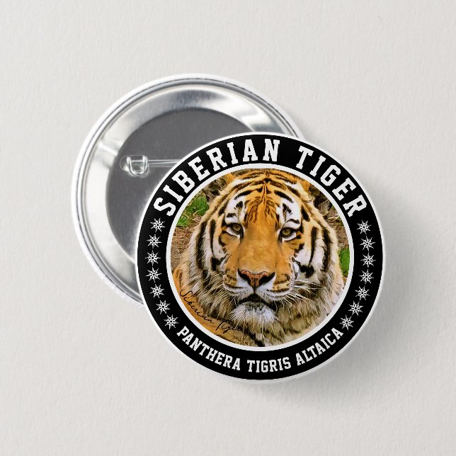 Sibirischer Tiger Button (Vorne & Hinten)