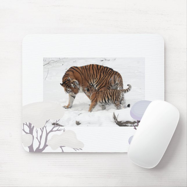 Sibirischer Tiger im Schnee Mousepad (Mit Mouse)