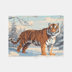 Sibirischer Tiger in Wäldern Fleecedecke