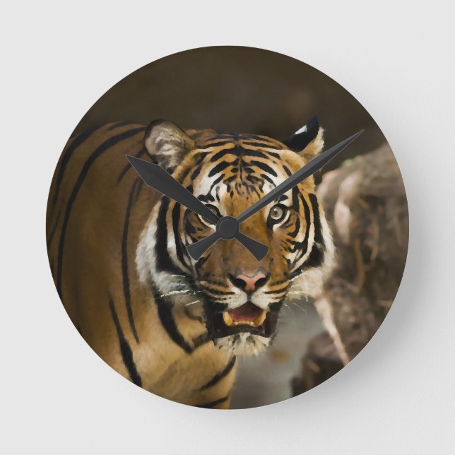 Sibirischer Tiger Runde Wanduhr (Vorderseite)