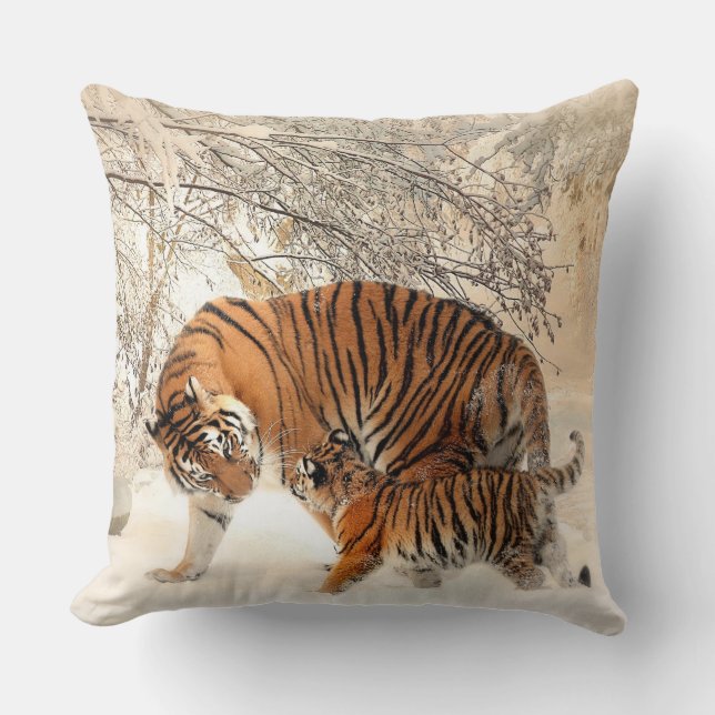 Sibirischer Tiger und CUB-Kissen Kissen (Vorderseite)
