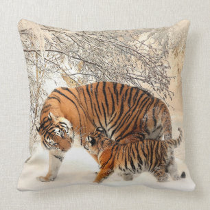Sibirischer Tiger und CUB-Kissen Kissen
