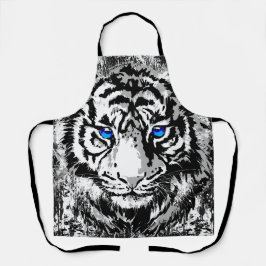 Sibirischer Weißtiger Kopf - Tiger Blue Eyes Schür Schürze