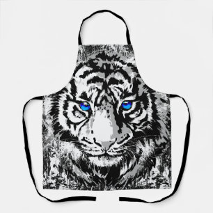 Sibirischer Weißtiger Kopf - Tiger Blue Eyes Schür Schürze