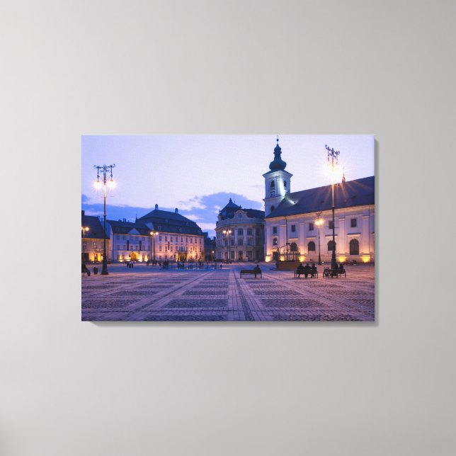 Sibiu nach Nacht Leinwanddruck (Vorderseite)