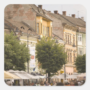 Sibiu. Neue Stadt. RF) Quadratischer Aufkleber