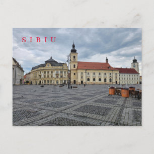 Sibiu Rathaus und Kirchenansicht Postkarte