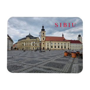 Sibiu Rathaus und Kühlschrankmagnet mit Kirchenbli Magnet