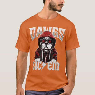 Sic Em Bulldog Distressed Dawgs Bulldog-Geist Vora T-Shirt