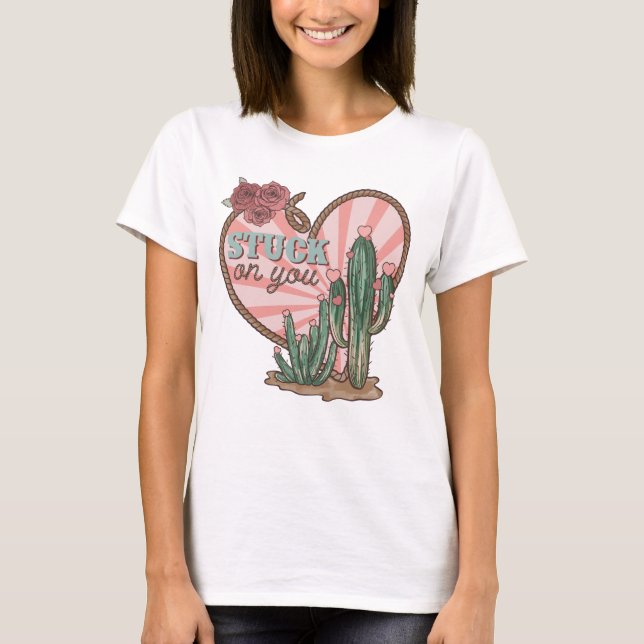 Sich an einem lustigen Kaktus festkleben T-Shirt (Vorderseite)