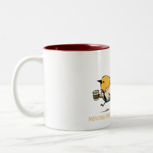 Sich aus Gewohnheit Vorwärts Bewegen Vogel Humor Zweifarbige Tasse