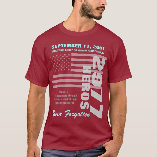 Sich erinnern an 9/11 - Doppeltes versah mit T-Shirt (Vorderseite)