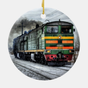 Sich fortbewegende Verzierung des Zug-2T3109-0384 Keramik Ornament