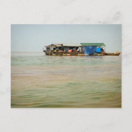 Sich hin- und herbewegendes Dorf, Häuser u. Boote, Postkarte