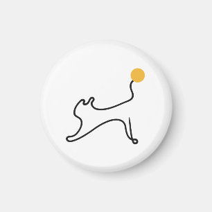 Sich streckende Katze, Ein-Linien-Kunst mit gelber Magnet