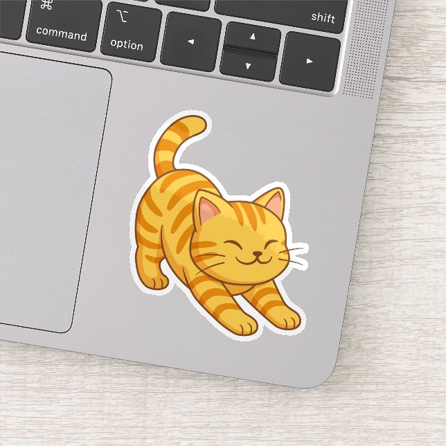 Sich streckende orange getigerte Katze Aufkleber (Detail)