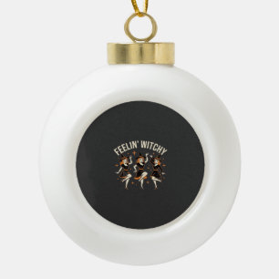 Sich verhext fühlender Halloween Hexen Tanz Keramik Kugel-Ornament