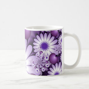 Sich verlieben Abstrakte Blumen und Herzen Fraktal Kaffeetasse