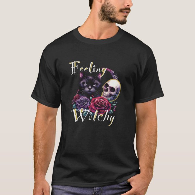 Sich verzaubert fühlendes schwarzes Katze Classic  T-Shirt (Vorderseite)
