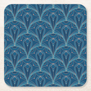 Sich wiederholendes geometrisches Art Deco-Muster Rechteckiger Pappuntersetzer