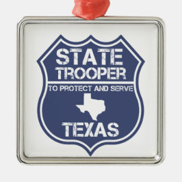 Sich zu schützen und zu dienen Texas-StaatTrooper Silbernes Ornament