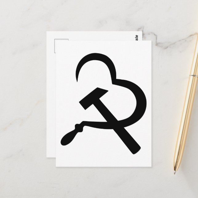 Sichel und Hammer, Herz, Liebe, Kommunismus Postkarte (Vorderseite/Rückseite Beispiel)