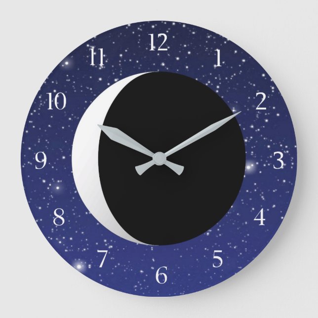 Sichelförmiger Mond auf einem sternenklaren Große Wanduhr (Vorderseite)
