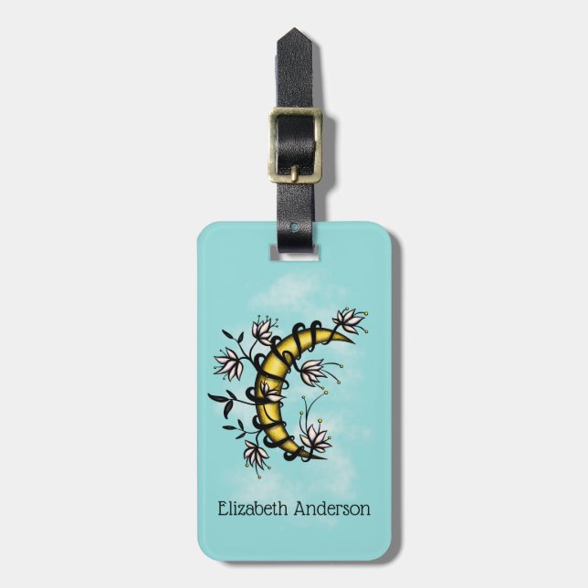 Sichelförmiger Mond eingewickelt in der Gepäckanhänger (Vorderseite vertikal)