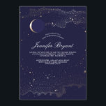 Sichelförmiger Mond und Nachtstern-Bonbon 16 Einladung<br><div class="desc">Verzauberter Abend - starry Nachtmarinegeburtstags-Party - Einladungen des Bonbons 16 mit Goldfolie bewirken Sterne und sichelförmigen Mond.</div>