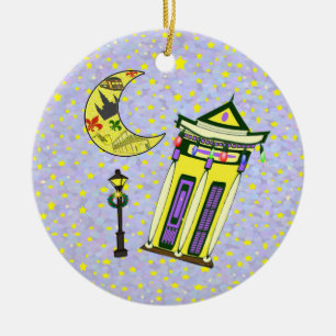 Sichelförmiges Mond-Weihnachten New Orleans Keramik Ornament