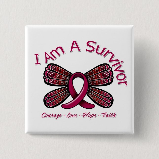 Sichelzellanämie Schmetterling Ich bin ein Überleb Button (Vorderseite)