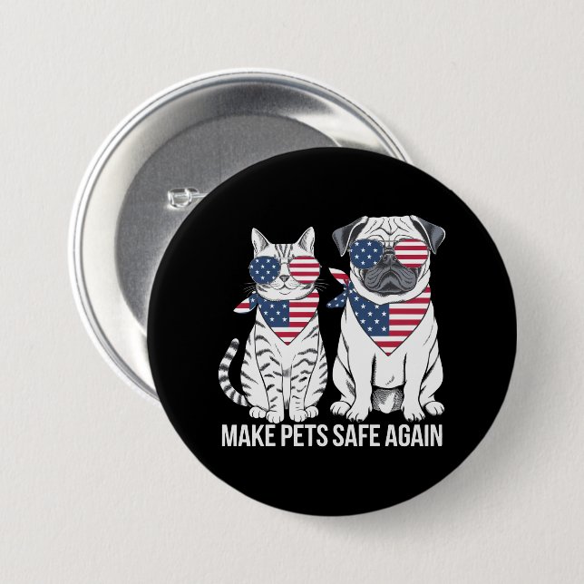 Sicher für Haustiere sorgen Trump Harris Debatten  Button (Vorne & Hinten)