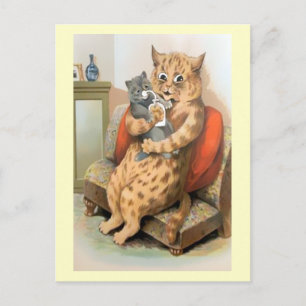 Sicher in Mutters Armen von Louis Wain Postkarte