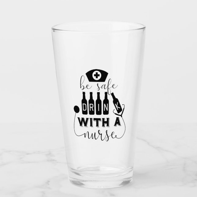 Sicher trinken mit einer Krankenschwester Glas (Vorderseite)