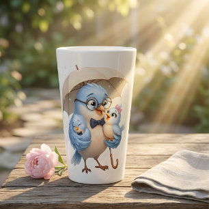 Sicher unter meiner Regenschirm-Vogel-Latte-Tasse Milchtasse