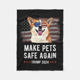 Sichere Haustiere - Corgi Dog Trump 2024 Fleecedecke