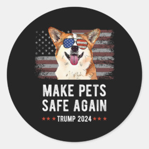 Sichere Haustiere - Corgi Dog Trump 2024 Runder Aufkleber
